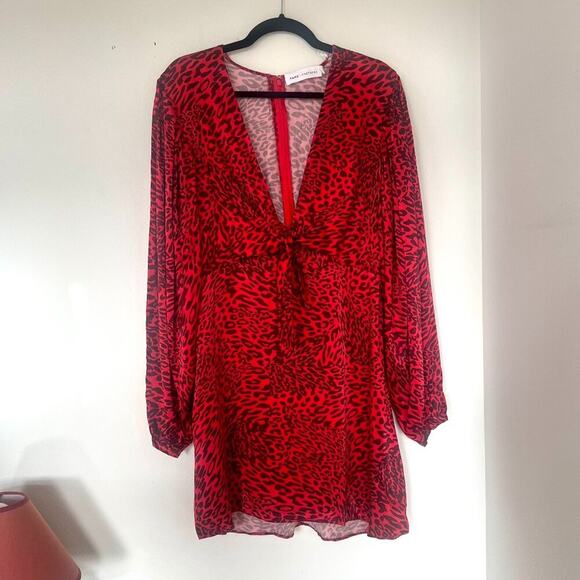 NWOT Fame & Partners Red Leopard Print Long Sleeve Mini Dress - Picture 1 of 8
